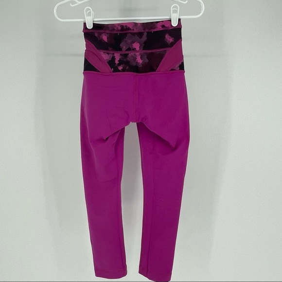 LULULEMON WUNDER UNDER CROP LEGGINGS HIGH RISE FULL ON LUON RASPBERRY BLACK 2 - Picture 5 of 10